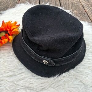 Coach Women's Black Wool Fedora Hat with Branded Lining M/L